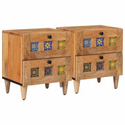 Natskab 2 pcs Naturfarvet 40 x 33 x 46 cm Massivt mangotræ