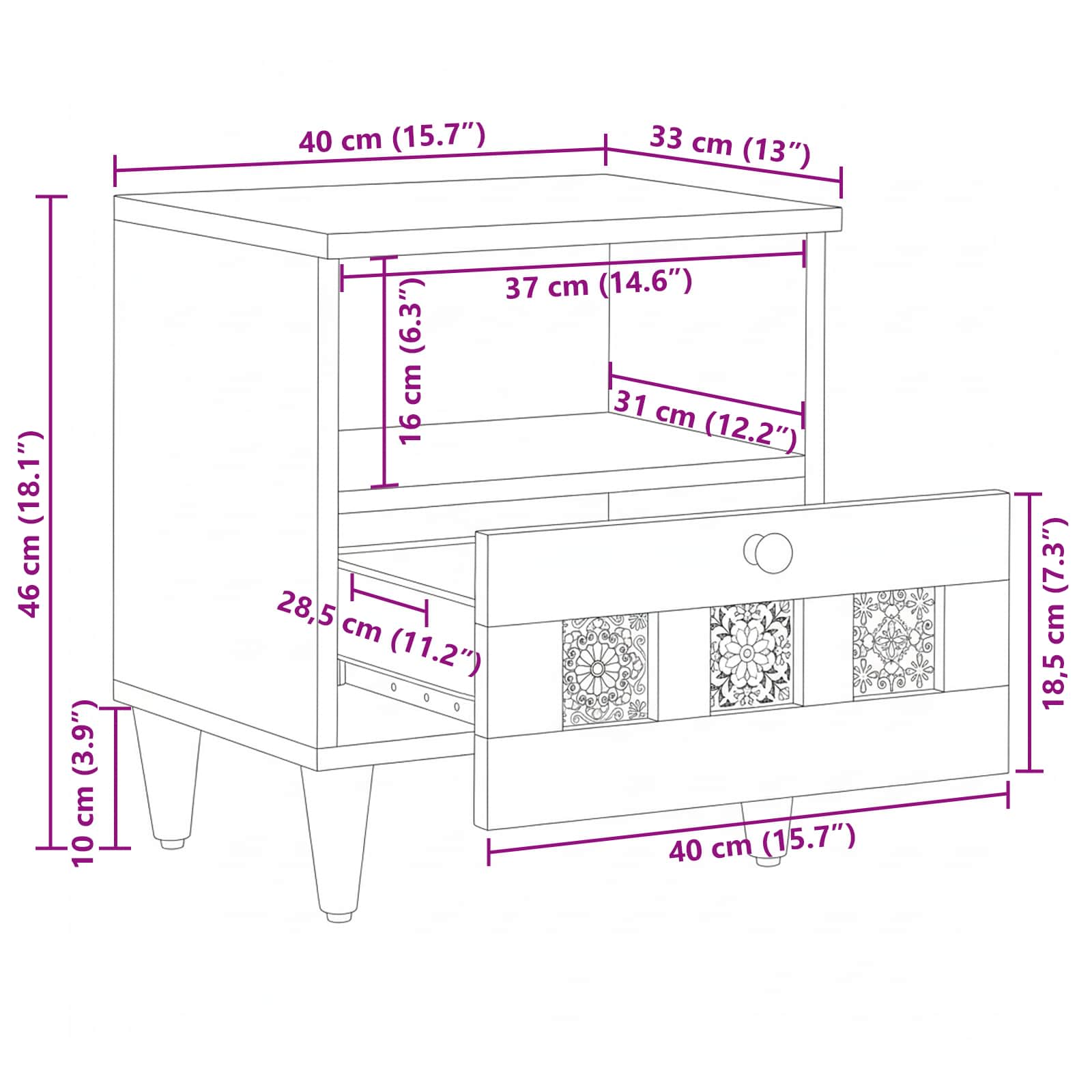 Natskab 2 pcs Naturfarvet 40 x 33 x 46 cm Massivt mangotræ