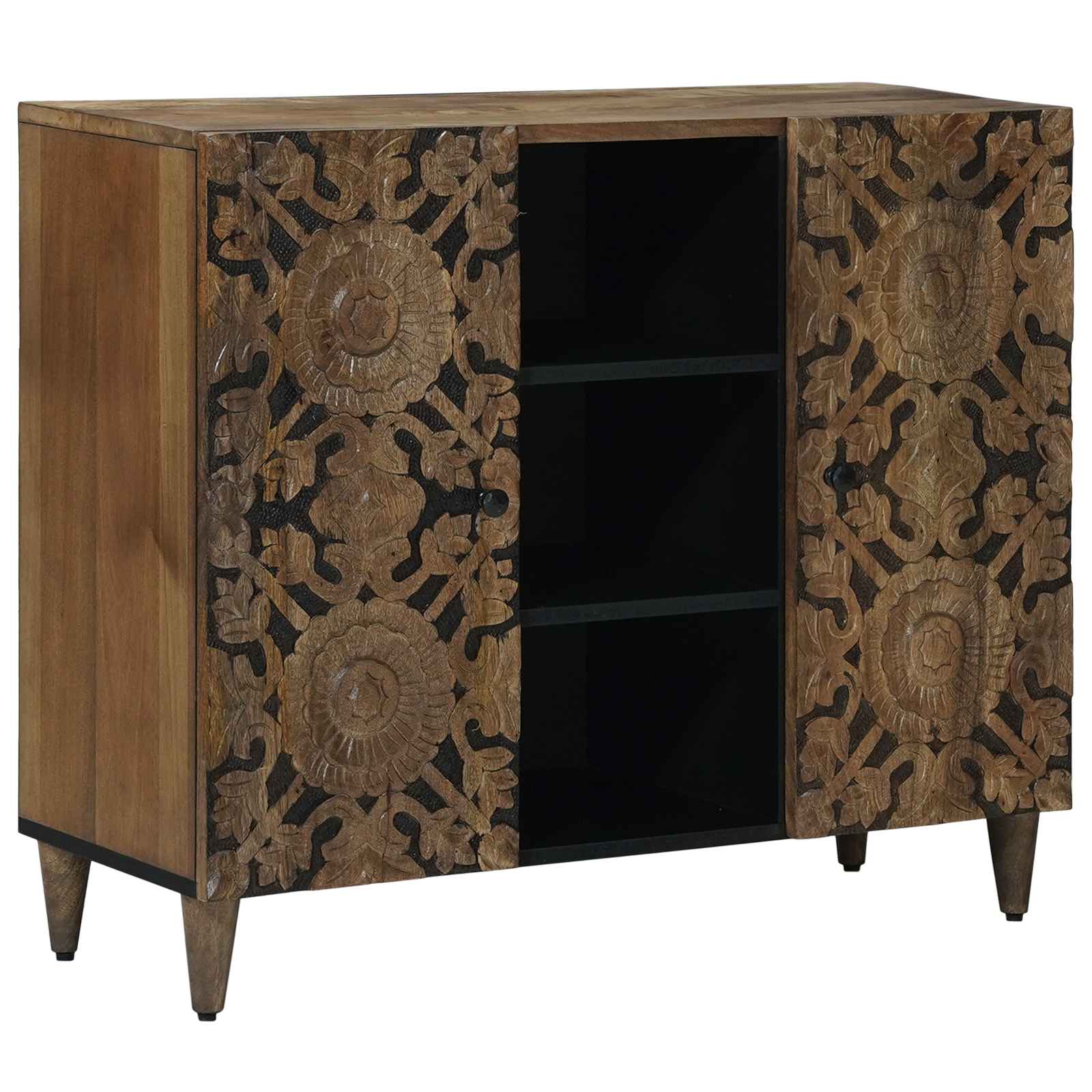 Sideboard med hylde Brun 90 x 33,5 x 75 cm Massivt mangotræ