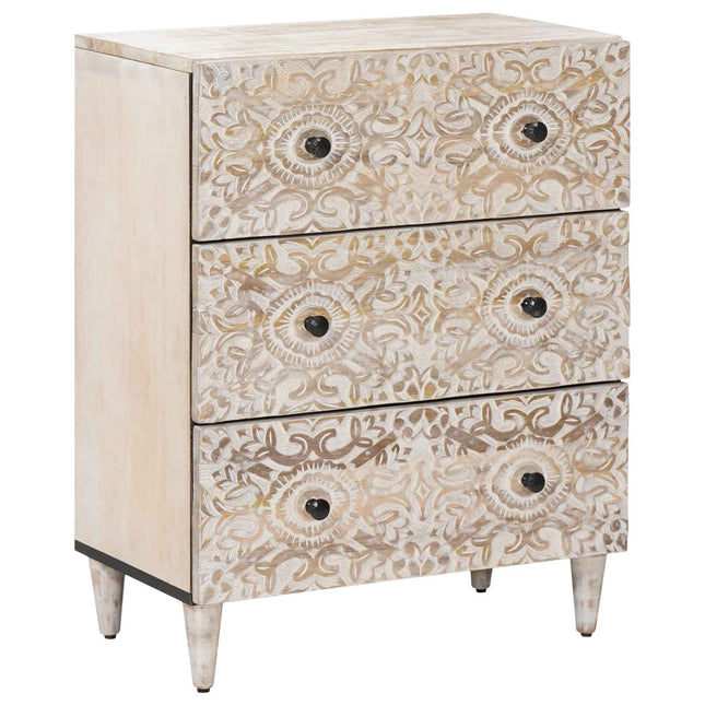 Opbevarings Sideboard Hvid 60 x 33,5 x 75 cm Massivt mangotræ