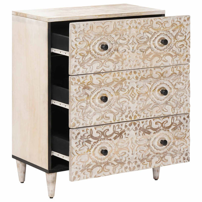 Opbevarings Sideboard Hvid 60 x 33,5 x 75 cm Massivt mangotræ
