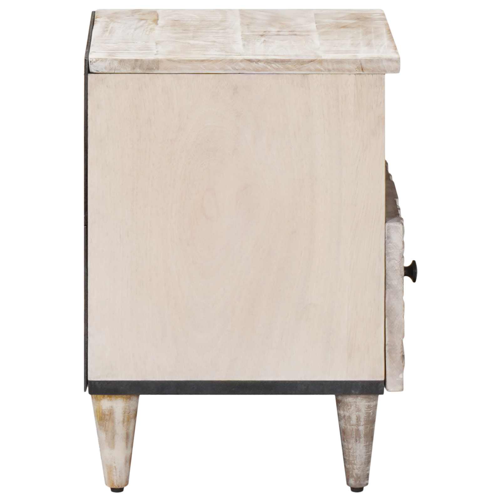 Sengekabinett med skuffe Hvid 40 x 33 x 46 cm Massivt mangotræ