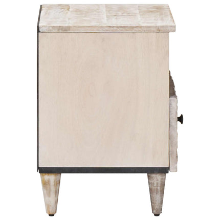 Sengekabinett 2 stk. Hvid 40 x 33 x 46 cm Massivt mangotræ