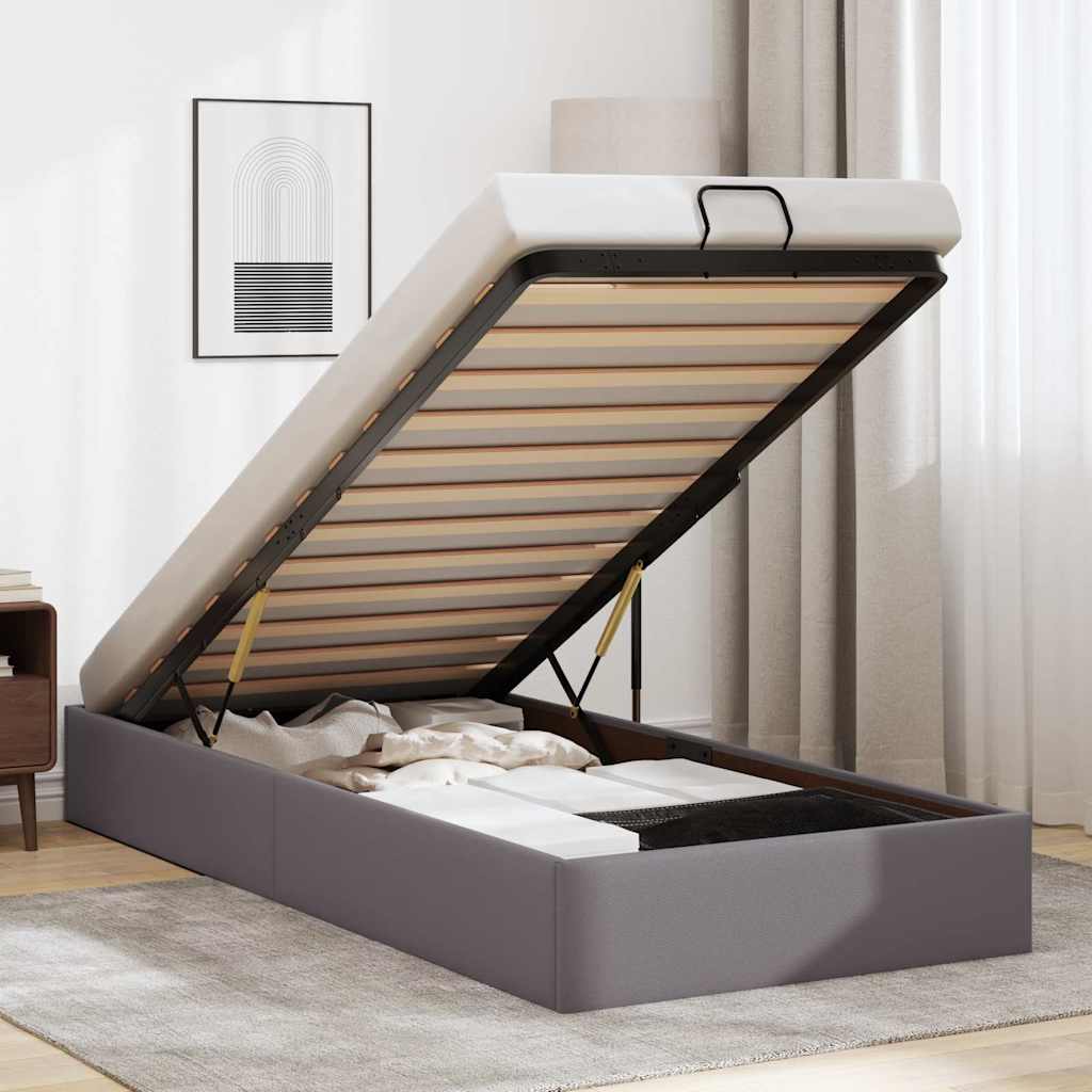 osmannisk sengeramme uden madras 80x200 cm kunstlæder grå