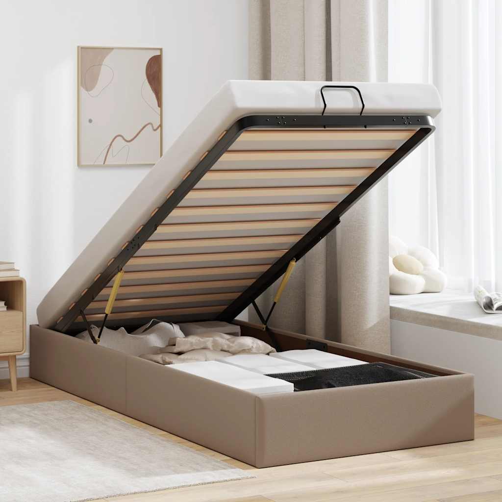 osmannisk sengeramme uden madras 90x200 cm kunstlæder cappucino