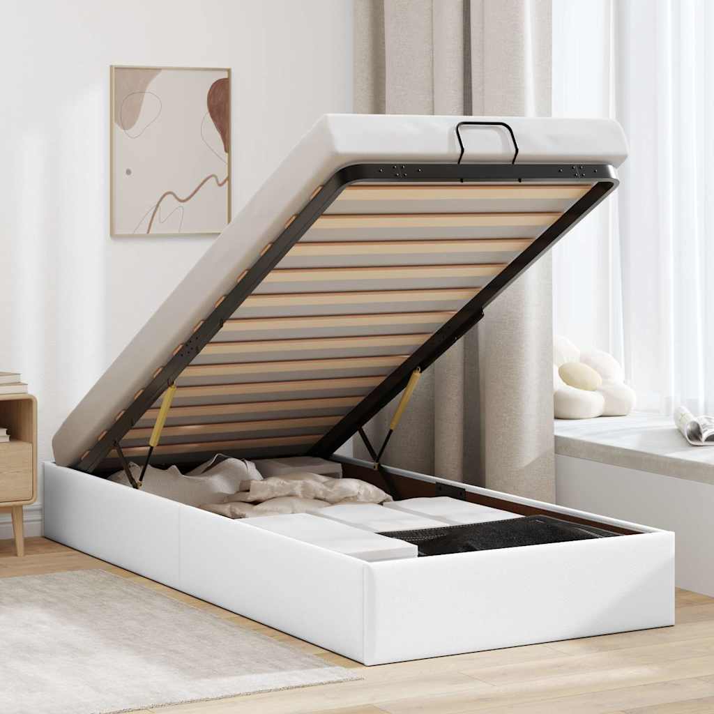 osmannisk sengeramme uden madras 100x200 cm kunstlæder hvid