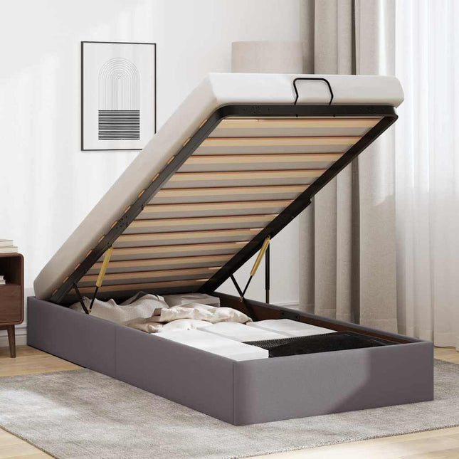 osmannisk sengeramme uden madras 100x200 cm kunstlæder grå