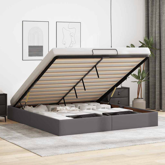 osmannisk sengeramme uden madras 200x200 cm kunstlæder grå