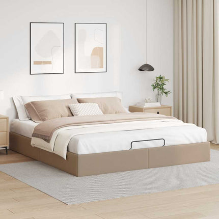 osmannisk sengeramme uden madras 200x200cm kunstlæder cappucino