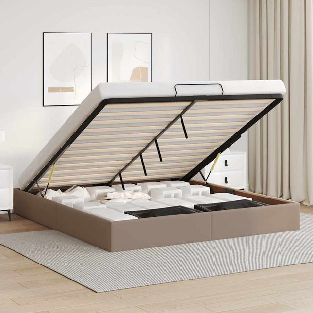osmannisk sengeramme uden madras 200x200cm kunstlæder cappucino