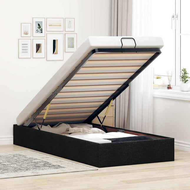 osmannisk sengeramme uden madras 90x190 cm stof sort
