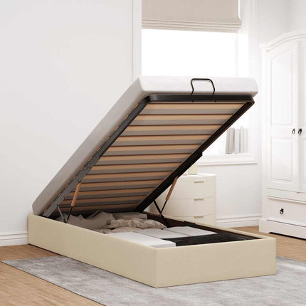 osmannisk sengeramme uden madras 100x200 cm stof cremefarvet