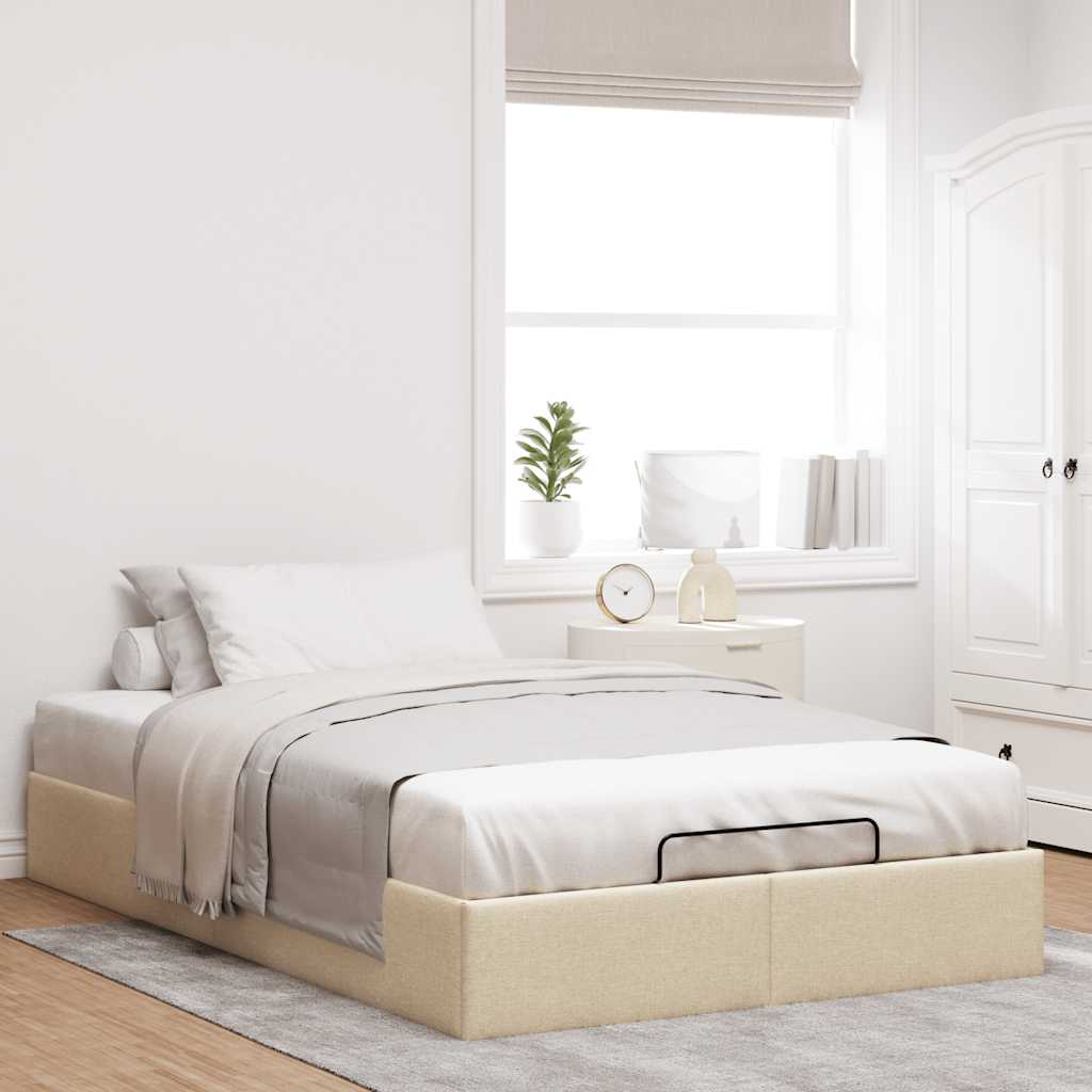 osmannisk sengeramme uden madras 120x190 cm stof cremefarvet