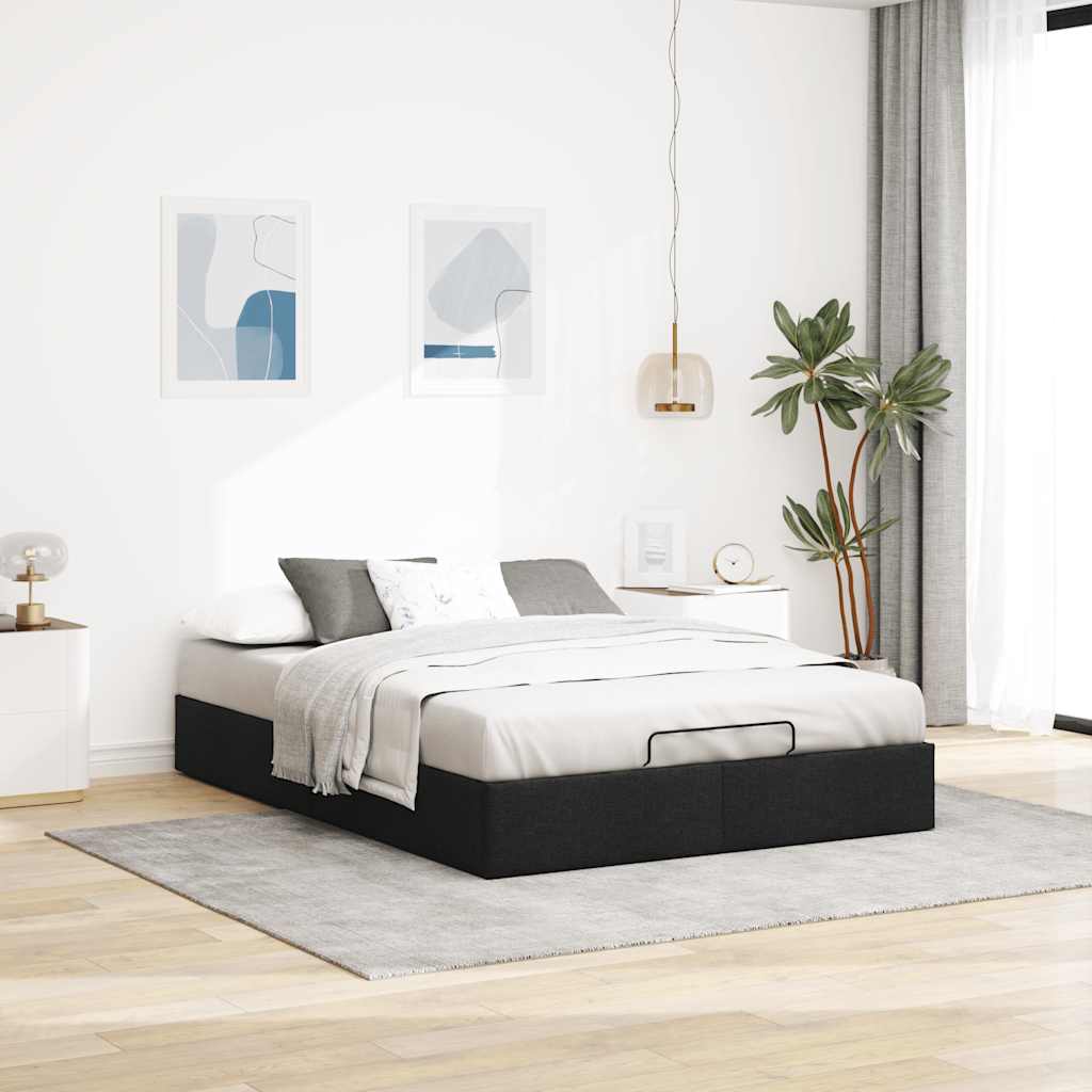 osmannisk sengeramme uden madras 140x190 cm stof sort