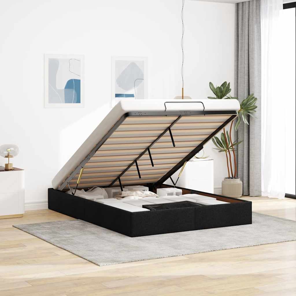 osmannisk sengeramme uden madras 140x190 cm stof sort