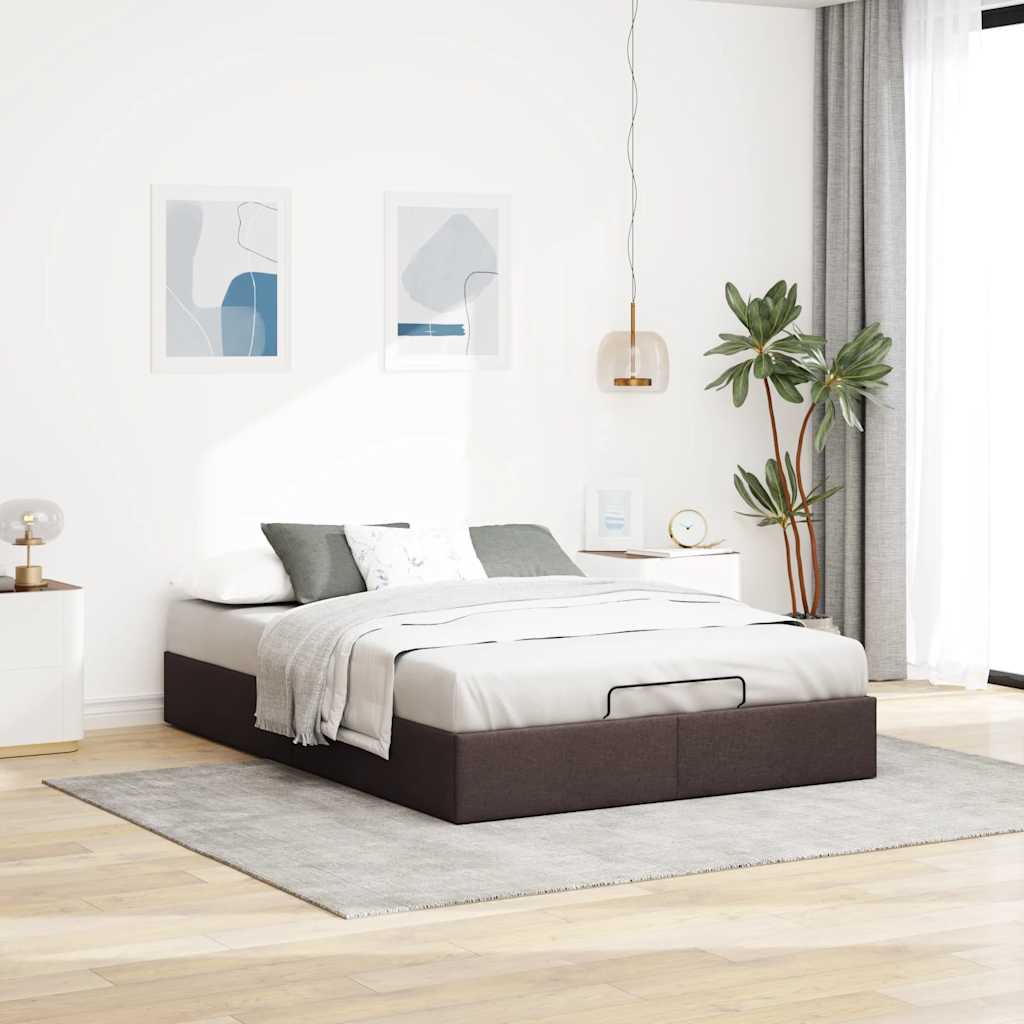 osmannisk sengeramme uden madras 140x190 cm stof mørkebrun