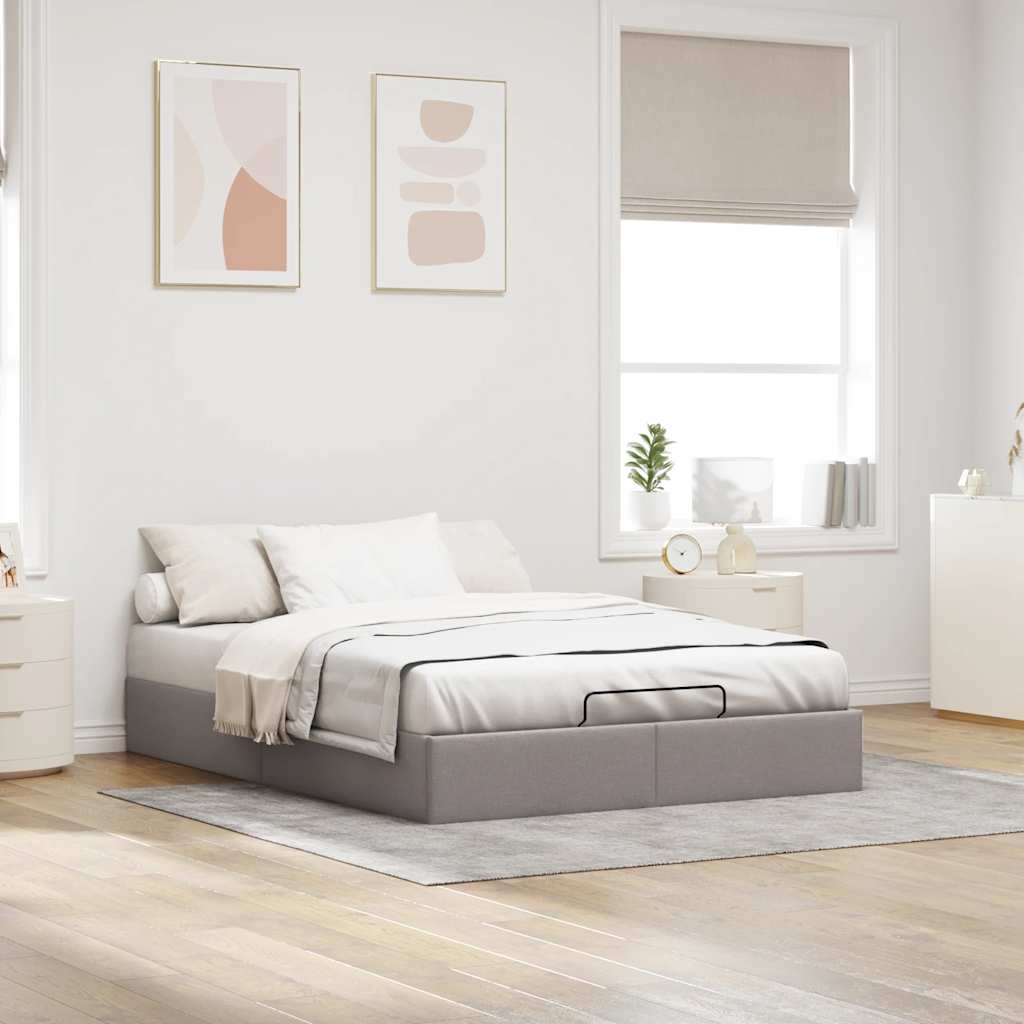 osmannisk sengeramme uden madras 140x190 cm stof gråbrun