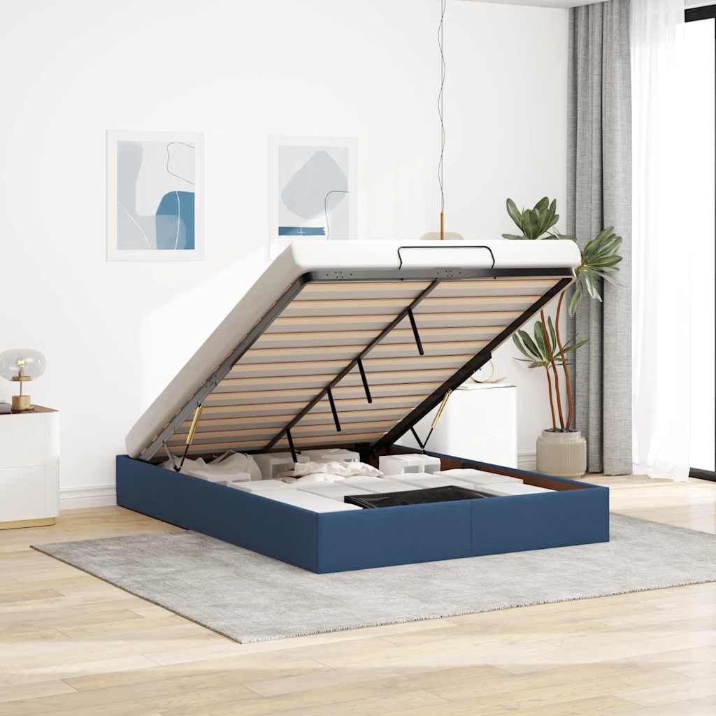 osmannisk sengeramme uden madras 140x190 cm stof blå
