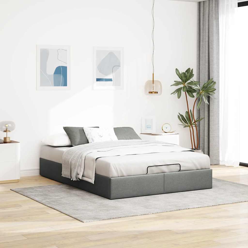 osmannisk sengeramme uden madras 140x200 cm stof mørkegrå