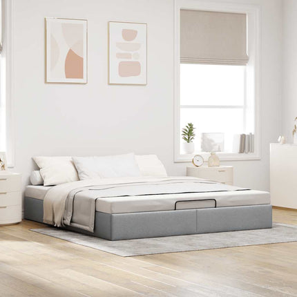 osmannisk sengeramme uden madras 200x200 cm stof lysegrå