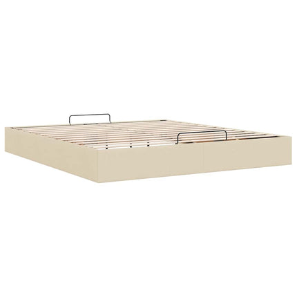 osmannisk sengeramme uden madras 200x200 cm stof cremefarvet