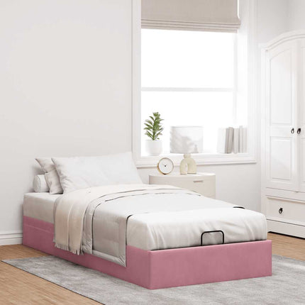 osmannisk sengeramme uden madras 90x190 cm fløjl lyserød
