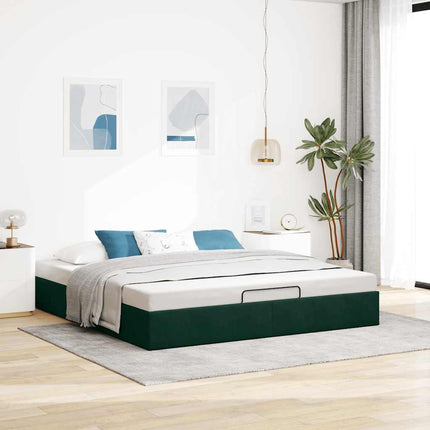 osmannisk sengeramme uden madras 160x200 cm fløjl mørkegrøn