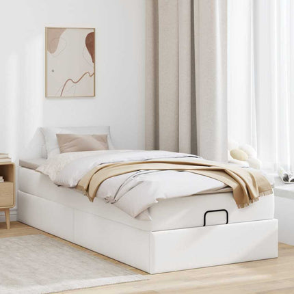 osmannisk sengeramme med madras 90x190 cm kunstlæder hvid