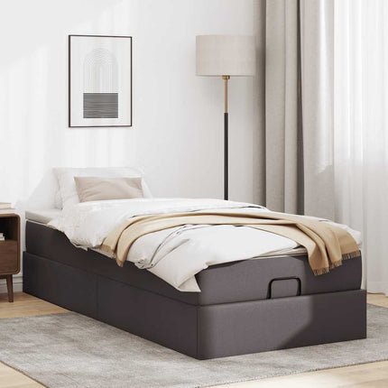 osmannisk sengeramme med madras 90x190 cm kunstlæder grå