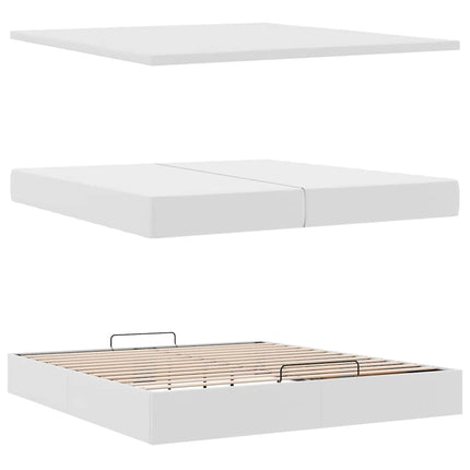 osmannisk sengeramme med madrasser 200x200 cm kunstlæder hvid