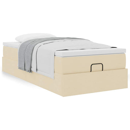 osmannisk sengeramme med madras 80x200 cm stof cremefarvet