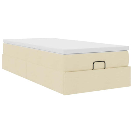 osmannisk sengeramme med madras 80x200 cm stof cremefarvet