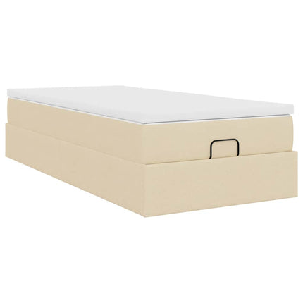 osmannisk sengeramme med madras 80x200 cm stof cremefarvet