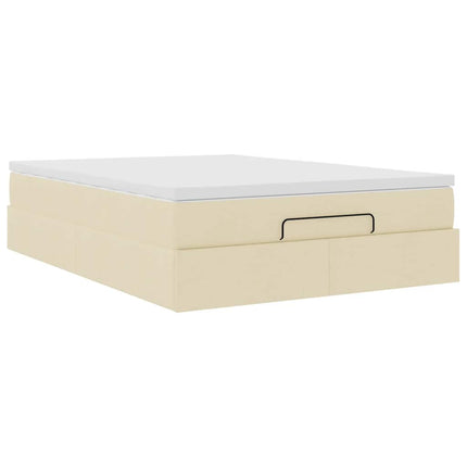 osmannisk sengeramme med madras 140x190 cm stof cremefarvet
