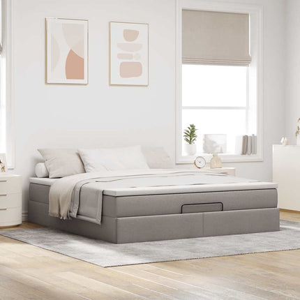 osmannisk sengeramme med madras 160x200 cm stof gråbrun