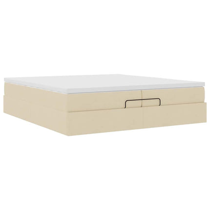 osmannisk sengeramme med madrasser 200x200 cm stof cremefarvet