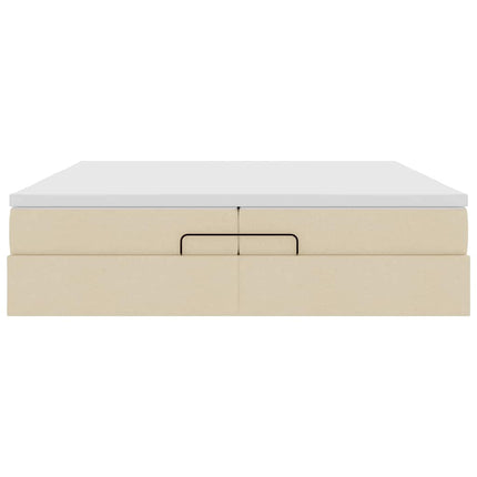 osmannisk sengeramme med madrasser 200x200 cm stof cremefarvet