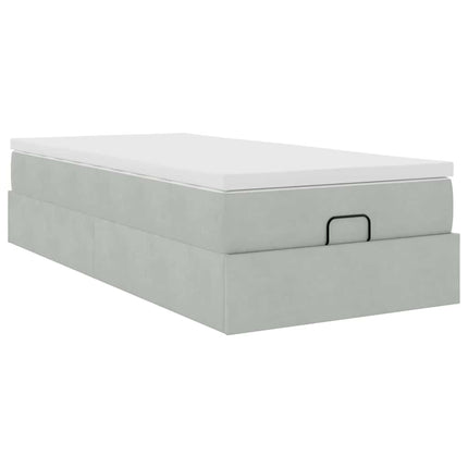 osmannisk sengeramme med madras 90x190 cm fløjl lysegrå