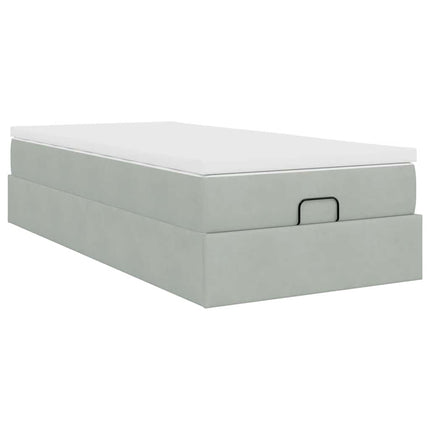osmannisk sengeramme med madras 90x190 cm fløjl lysegrå