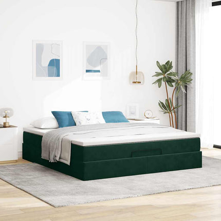 osmannisk sengeramme med madras 160x200 cm fløjl mørkegrøn