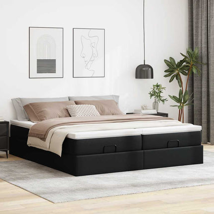 osmannisk sengeramme med madrasser 160x200 cm kunstlæder sort