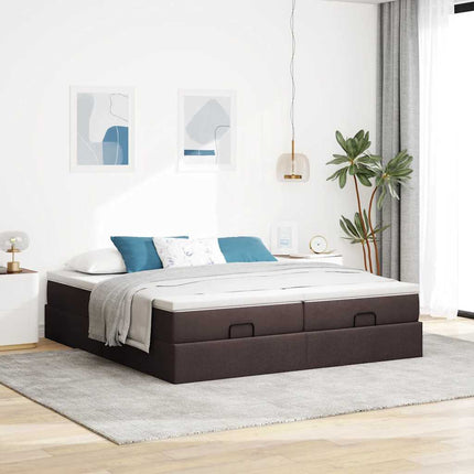 osmannisk sengeramme med madrasser 160x200 cm stof mørkebrun