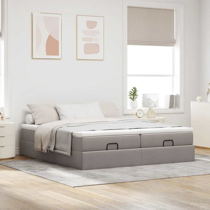 osmannisk sengeramme med madrasser 160x200 cm stof gråbrun