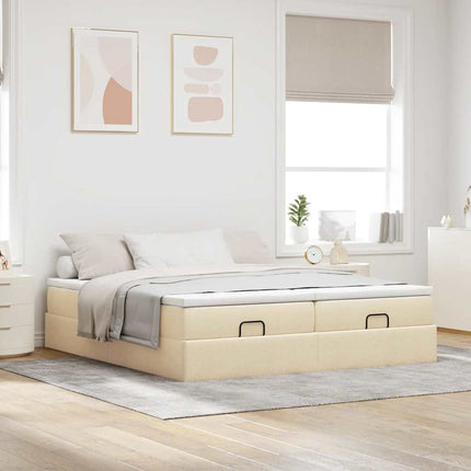 osmannisk sengeramme med madrasser 160x200 cm stof cremefarvet