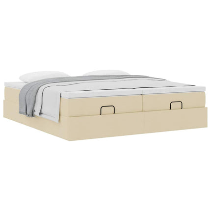 osmannisk sengeramme med madrasser 160x200 cm stof cremefarvet