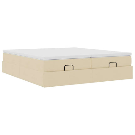 osmannisk sengeramme med madrasser 160x200 cm stof cremefarvet