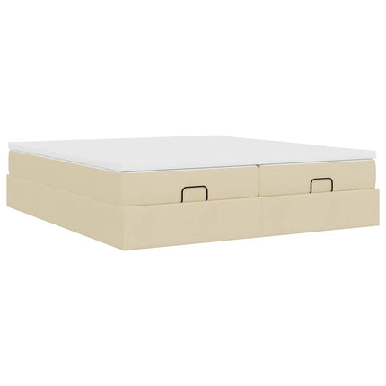 osmannisk sengeramme med madrasser 200x200 cm stof cremefarvet