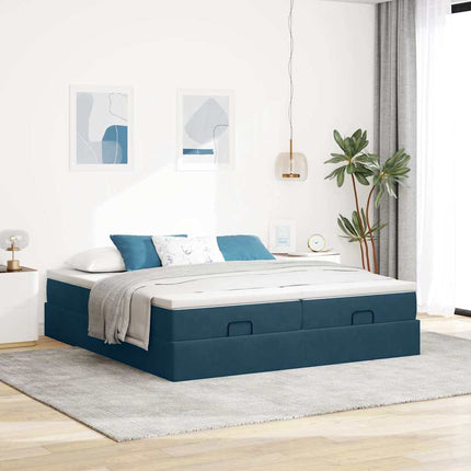 osmannisk sengeramme med madrasser 160x200 cm fløjl mørkeblå