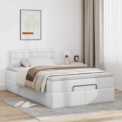 osmannisk sengeramme med madras 120x190 cm kunstlæder hvid