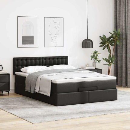 osmannisk sengeramme med madras 140x190 cm kunstlæder sort